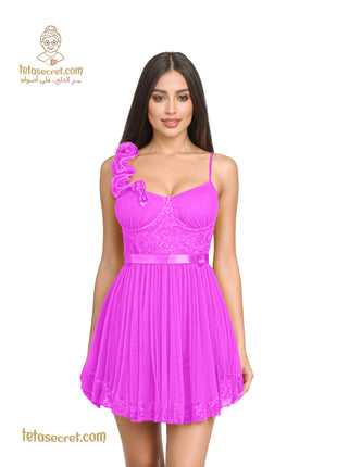 Horses lingerie short sleepwear with delicate lace, in soft pastel color, featuring a comfortable fit and elegant design.