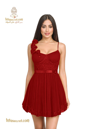 Horses lingerie short nightwear in soft fabric, featuring delicate lace details and a comfortable fit.