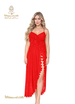 Long satin lingerie nightgown from Horses, featuring elegant design and comfortable fit, ideal for intimate wear.