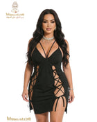 Elegant black lingerie from الملكه featuring a stylish 550 لانجري اربطه design, shown on a model with delicate detailing.