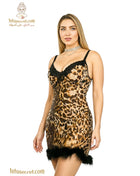 Joker lingerie set featuring a tiger-print nightdress with elegant design and soft fabric, ideal for comfortable sleepwear.