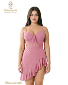 Delicate short lingerie nightgown in soft fabric, featuring a comfortable fit and subtle design, by السعاده brand.