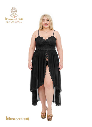 Long lingerie from السعاده brand, soft fabric with delicate design, shown in the image.