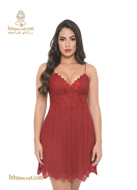 Queen lingerie short nightdress in elegant 202 design, featuring soft fabric and delicate details, perfect for comfortable sleepwear.