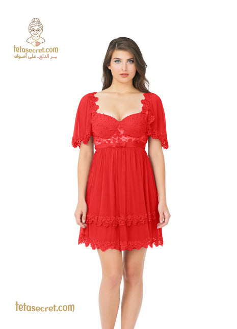 Jouner lingerie short nightdress, soft fabric, delicate details, and comfortable fit, ideal for intimate wear.