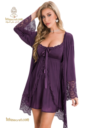 Star Lingerie 4047 lingerie robe in soft fabric, featuring delicate lace details and a comfortable fit.