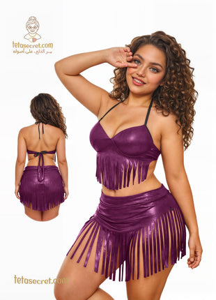 Lingerie 1205 طقم دسكو بشراشيب - Teta Secret