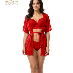 Elegant set of three lingerie pieces from السعاده, featuring stylish and comfortable designs in soft fabric.