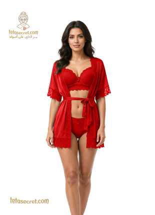 Elegant set of three lingerie pieces from السعاده, featuring stylish and comfortable designs in soft fabric.