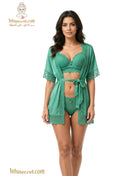 Three-piece lingerie set by السعاده, featuring elegant lace and comfortable fabric, designed for a stylish and sensual look.