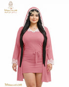 Elegant baby doll lingerie and robe set by التوامان, featuring delicate lace details and soft fabric for a comfortable fit.
