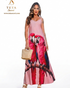 Anoshka colorful long lingerie dress with a flowing design, featured in a high-quality image showcasing its vibrant fabric and elegant style.