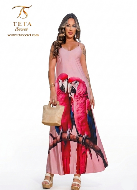 Anoshka colorful long lingerie dress with a flowing design, featured in a high-quality image showcasing its vibrant fabric and elegant style.