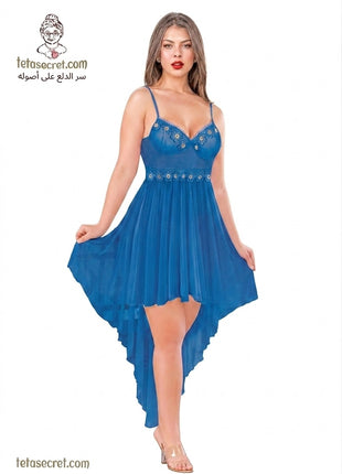 Short lingerie dress from السعاده, featuring delicate lace details and a fitted silhouette for stylish evening wear.