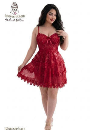 Horses lingerie short nightdress in soft fabric, featuring delicate lace details and a comfortable fit, designed for elegant sleepwear.