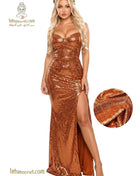 Elegant long lingerie dress by Al Amira Top, featuring intricate details and a flowing design in soft fabric.