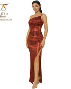 Queen lingerie long dress, elegant and sheer, featuring intricate lace details and a flowing design, perfect for special occasions.