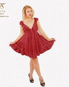 Jouner lingerie short nightgown with lace details, soft fabric, and a relaxed fit, designed for comfortable sleepwear.