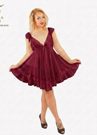 Jouner lingerie short nightgown, soft fabric, white color, with delicate lace details, designed for comfortable sleepwear.