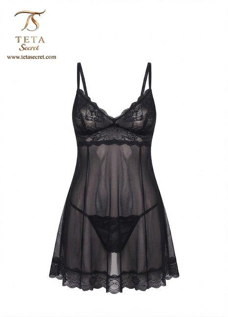 Dandasha lingerie short shirt in elegant design, displayed on a model with soft fabric and delicate detailing.