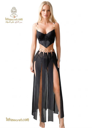 Jony Lingerie 4031 لانجري الدلع, elegant black lingerie set with lace details, displayed on a mannequin.