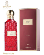 Red Diamond Eau De Parfum by IBRAQ featuring a sleek glass bottle with a deep red liquid fragrance.