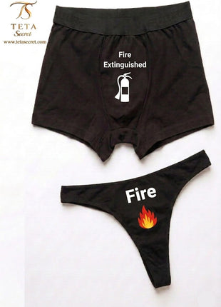Solitare couple underwear set with printed lingerie, featuring matching colorful designs on soft fabric for comfort and style.